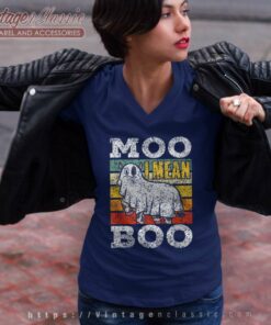 Moo I Mean Boo Ghost Cows Cow Halloween V Neck TShirt