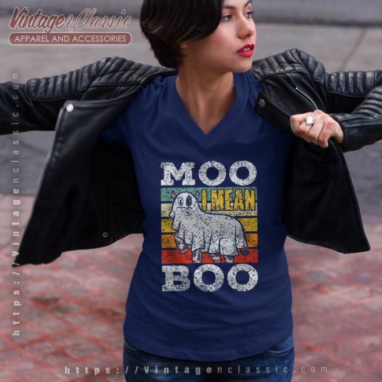 Moo I Mean Boo Ghost Cows Cow Halloween V Neck TShirt Moo I Mean Boo Ghost Cows Cow Halloween V Neck TShirt