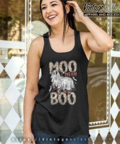 Moo I Mean Boo Ghost Humor Cows Cow Halloween Tank Top Racerback
