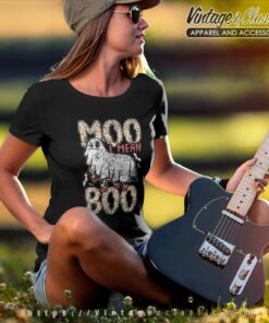 Moo I Mean Boo Ghost Humor Cows Cow Halloween Women TShirt