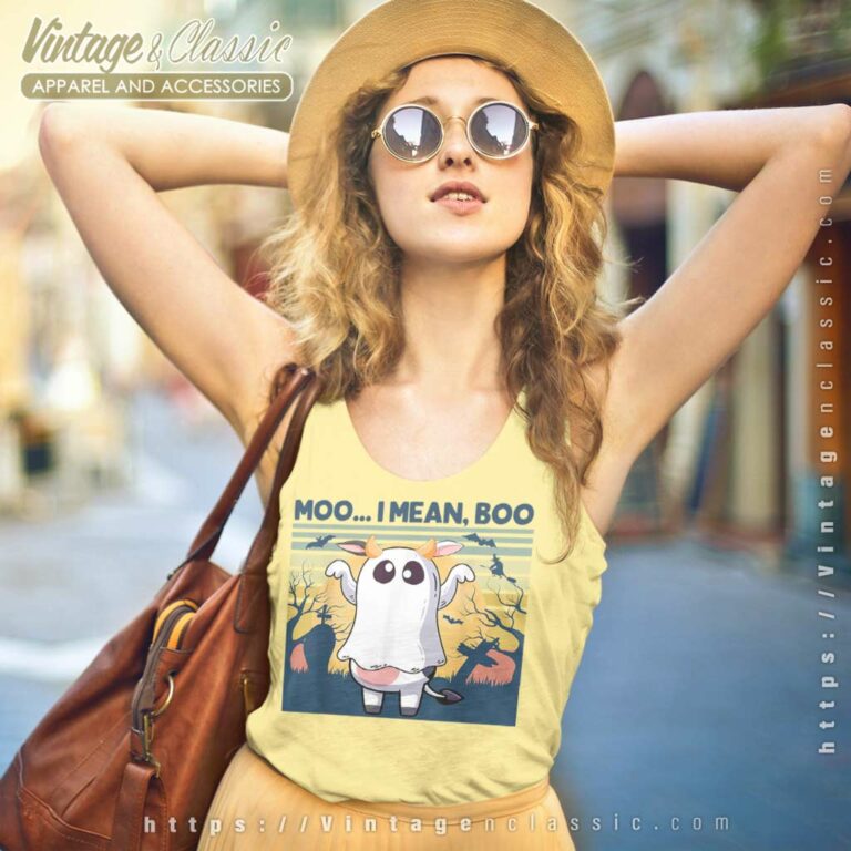 Moo I Mean Boo Halloween Cow Ghost Moo Cow Tank Top Racerback Moo I Mean Boo Halloween Cow Ghost Moo Cow Tank Top Racerback