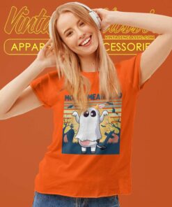 Moo I Mean Boo Halloween Cow Ghost Moo Cow Women TShirt