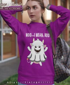 Moo I Mean Boo Pumpkin Moon Cow Ghost Halloween Sweatshirt