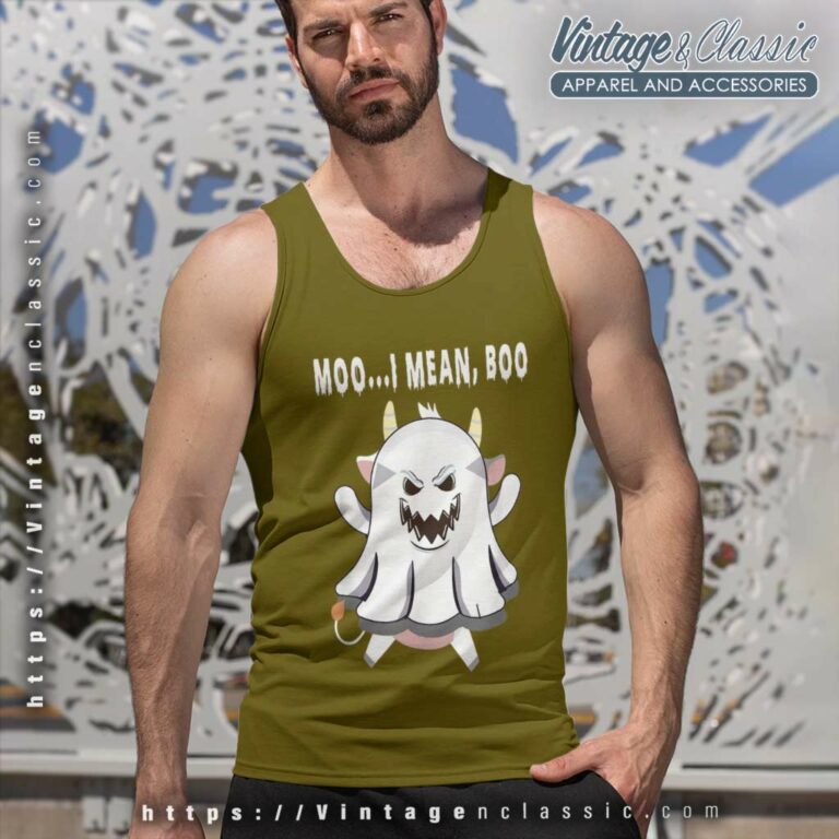 Moo I Mean Boo Pumpkin Moon Cow Ghost Halloween Tank Top Racerback Moo I Mean Boo Pumpkin Moon Cow Ghost Halloween Tank Top Racerback