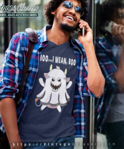 Moo I Mean Boo Pumpkin Moon Cow Ghost Halloween V Neck TShirt