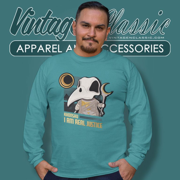 Moon Knight Khonshu Shirt I Am Real Justice Long Sleeve Tee Moon Knight Khonshu Shirt I Am Real Justice Long Sleeve Tee
