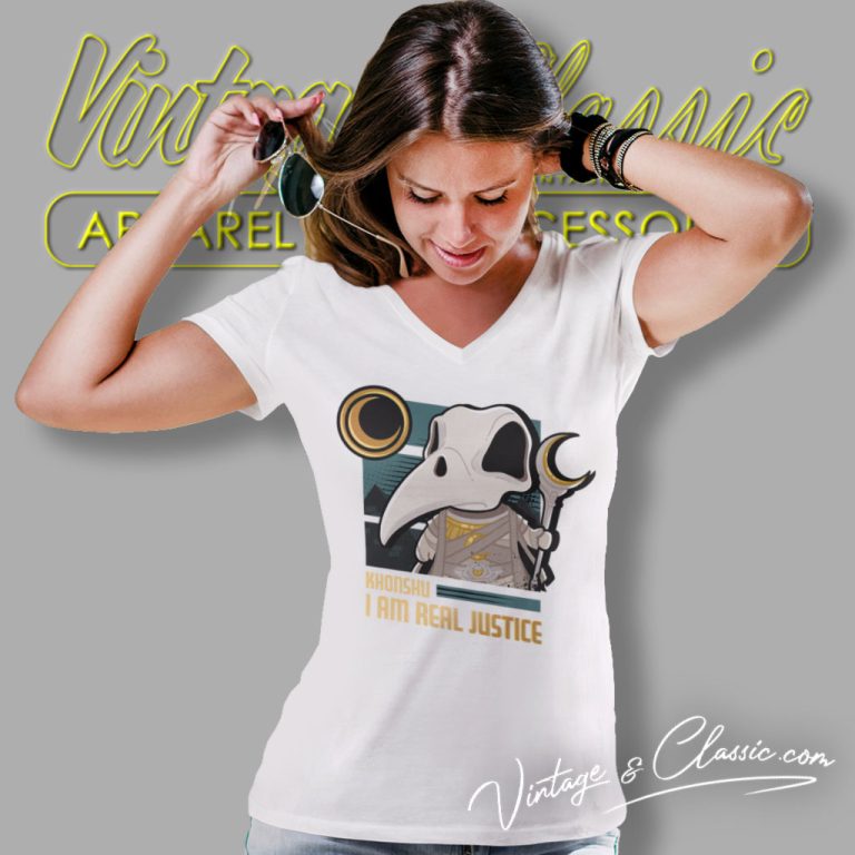 Moon Knight Khonshu Shirt I Am Real Justice V Neck TShirt Moon Knight Khonshu Shirt I Am Real Justice V Neck TShirt