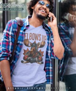 Moose Hockey Tee Elbows Up Canada Shirt V Neck TShirt