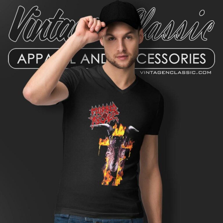 Morbid Angel Flaming Goat V Neck TShirt Morbid Angel Flaming Goat V Neck TShirt