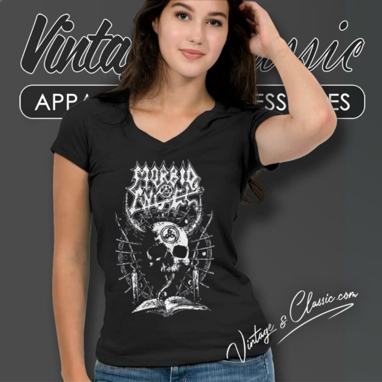 Morbid Angel Horned Skull V Neck TShirt Morbid Angel Horned Skull V Neck TShirt