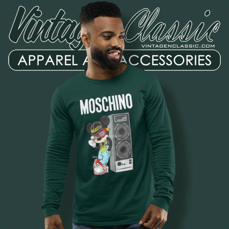 Moschino Mickey Lean On Speakers Long Sleeve Tee Moschino Mickey Lean On Speakers Long Sleeve Tee