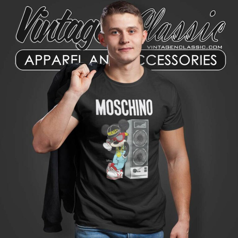 Moschino Mickey Lean On Speakers T Shirt Moschino Mickey Lean On Speakers T Shirt