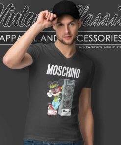 Moschino Mickey Lean On Speakers V Neck TShirt