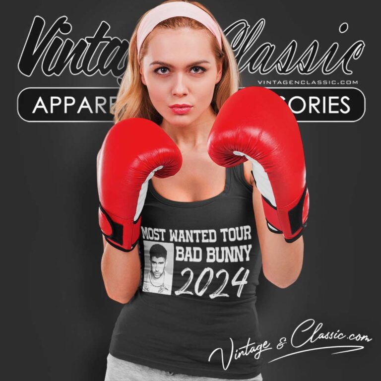 Most Wanted Tour 2024 Bad Bunny Tank Top Racerback Most Wanted Tour 2024 Bad Bunny Tank Top Racerback