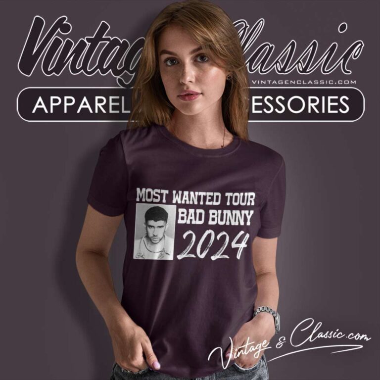 Most Wanted Tour 2024 Bad Bunny Women TShirt Most Wanted Tour 2024 Bad Bunny Women TShirt