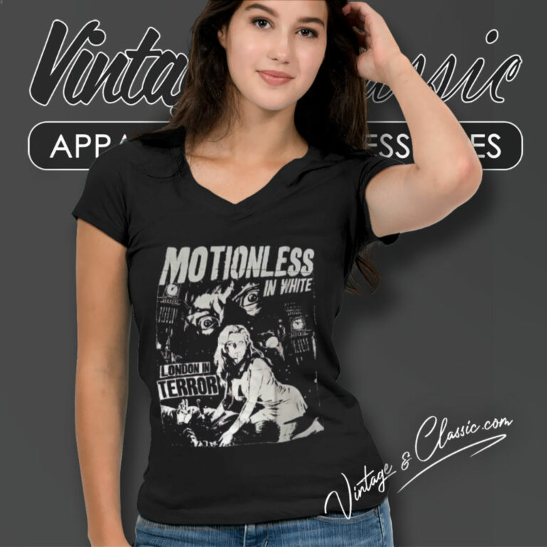 Motionless In White Shirt London In Terror V Neck TShirt Motionless In White Shirt London In Terror V Neck TShirt