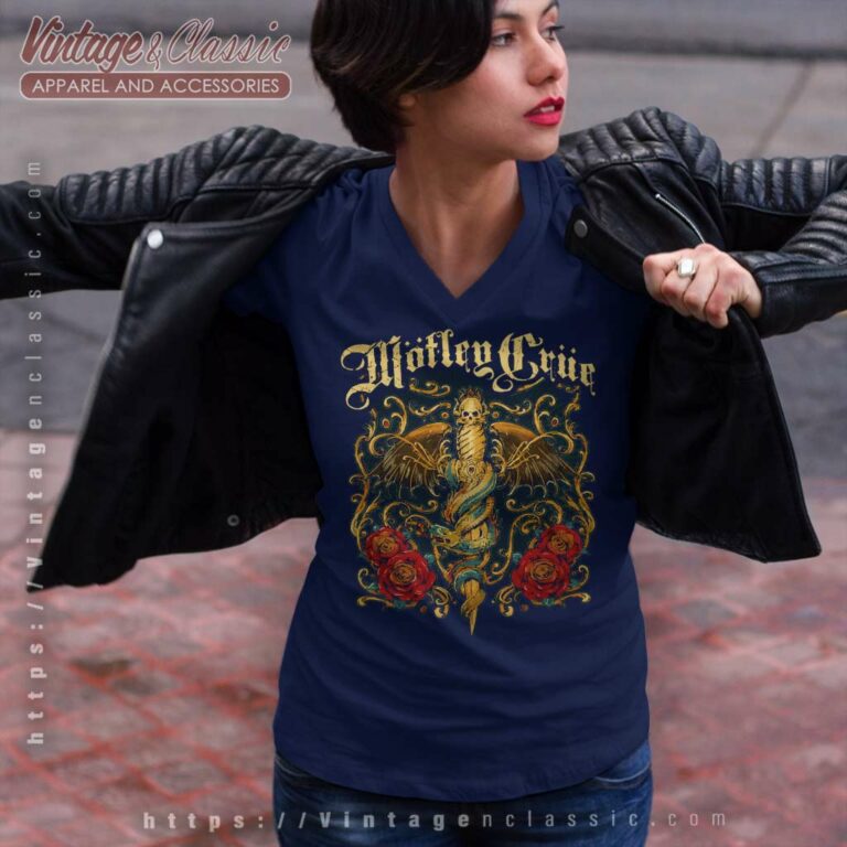 Motley Crue Exquisite Dagger V Neck TShirt Motley Crue Exquisite Dagger V Neck TShirt