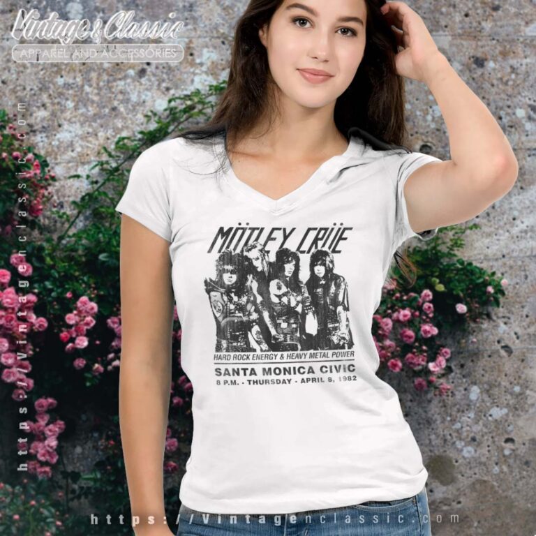 Motley Crue Santa Monica Civic Auditorium Vneck Motley Crue Santa Monica Civic Auditorium Vneck