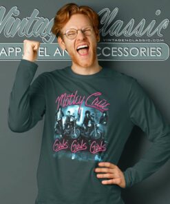 Motley Crue Shirt Girls Girls Girls Neon Bikers Long Sleeve Tee