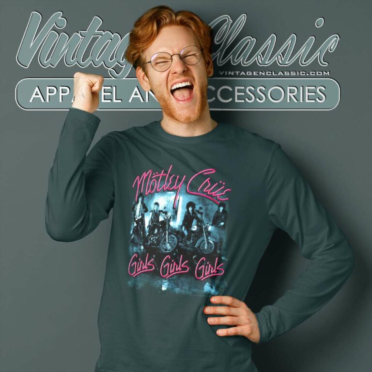 Motley Crue Shirt Girls Girls Girls Neon Bikers Long Sleeve Tee Motley Crue Shirt Girls Girls Girls Neon Bikers Long Sleeve Tee