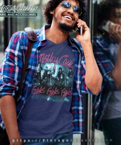 Motley Crue Shirt Girls Girls Girls Neon Bikers V Neck TShirt