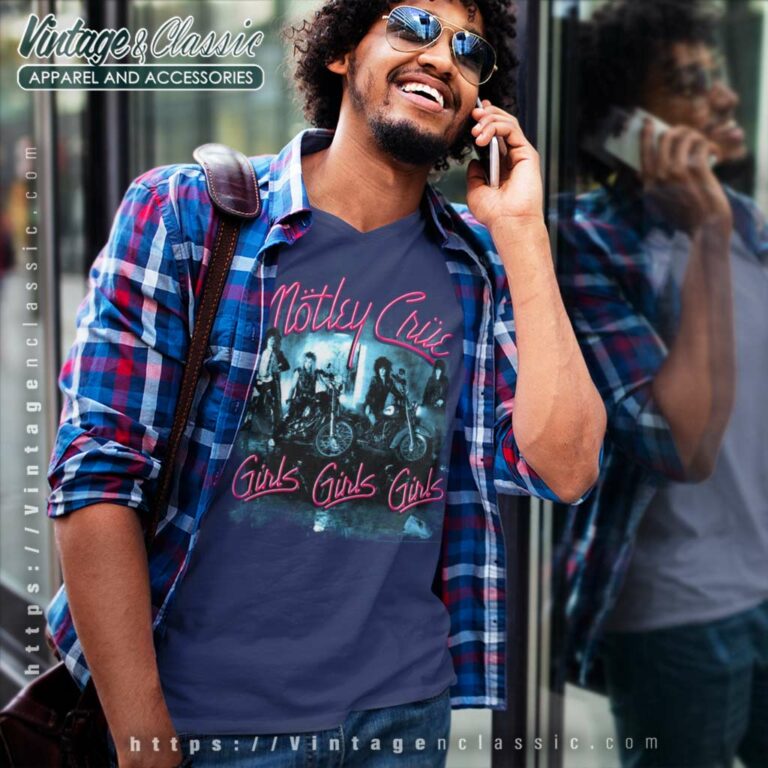 Motley Crue Shirt Girls Girls Girls Neon Bikers V Neck TShirt Motley Crue Shirt Girls Girls Girls Neon Bikers V Neck TShirt