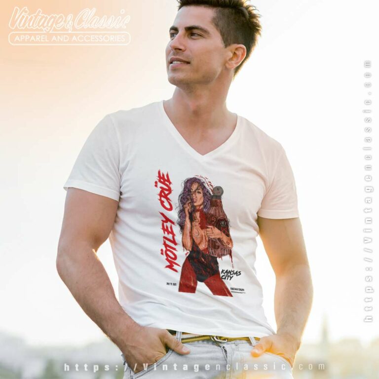 Motley Crue Shirt Kansas City Mo Event Poster V Neck TShirt Motley Crue Shirt Kansas City Mo Event Poster V Neck TShirt