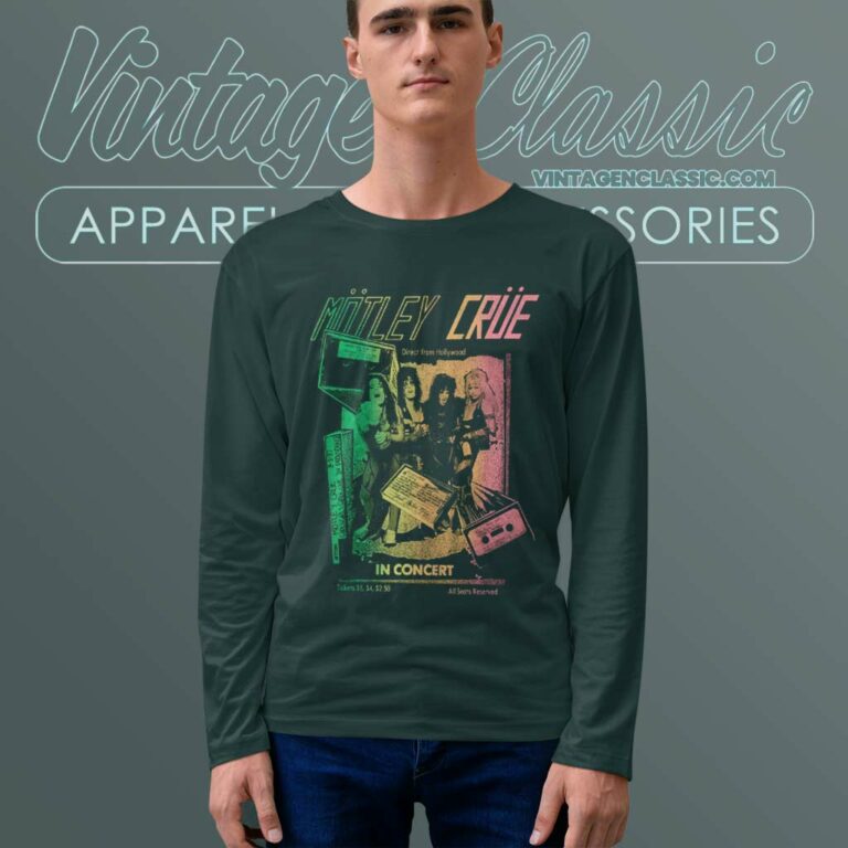 Motley Crue Shirt Rainbow Cassette Long Sleeve Tee Motley Crue Shirt Rainbow Cassette Long Sleeve Tee
