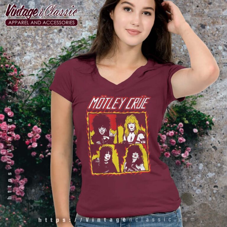 Motley Crue Shout At The Devil Flames Vneck Motley Crue Shout At The Devil Flames Vneck