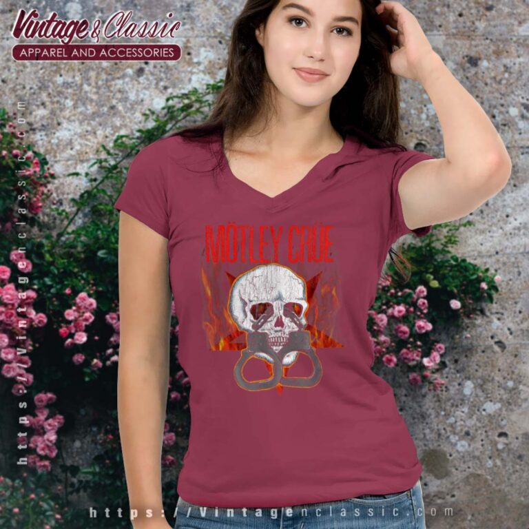 Motley Crue Skull Flames Vneck Motley Crue Skull Flames Vneck