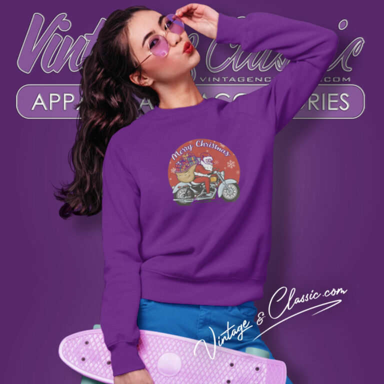 Motorcycle Santa Claus Christmas Holiday Sweatshirt Motorcycle Santa Claus Christmas Holiday Sweatshirt