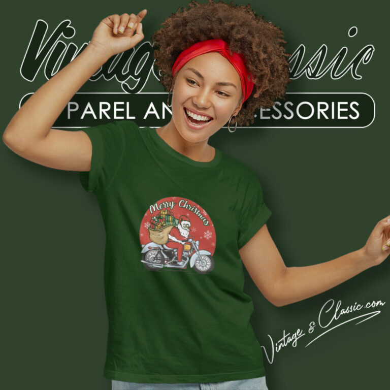 Motorcycle Santa Claus Christmas Holiday Women T Shirt Motorcycle Santa Claus Christmas Holiday Women T Shirt