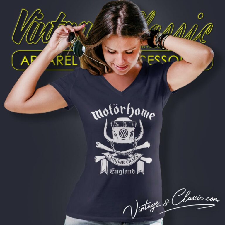Motorhead Camper Crazy V Neck TShirt Motorhead Camper Crazy V Neck TShirt