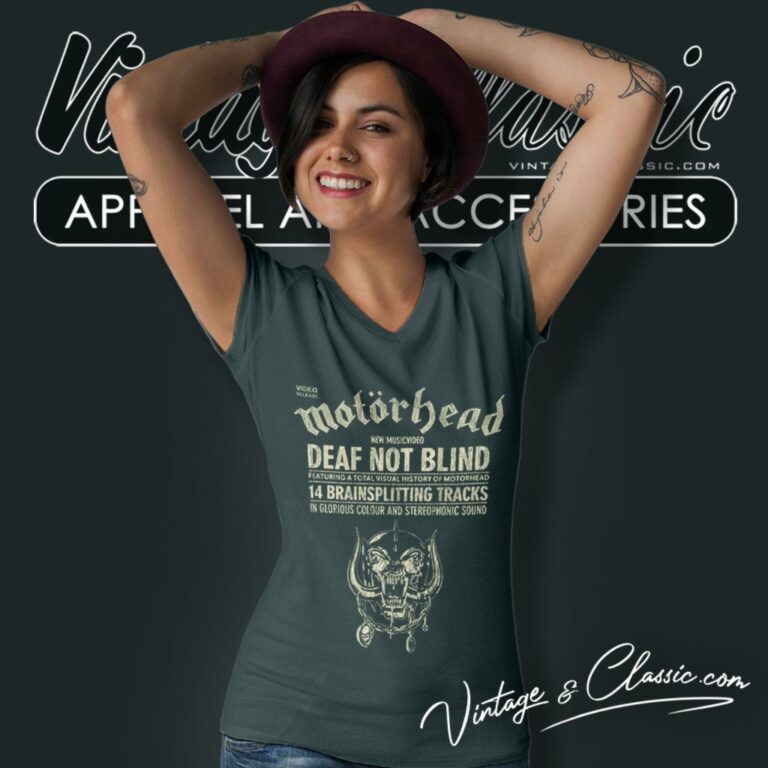 Motorhead Deaf Not Blind V Neck TShirt Motorhead Deaf Not Blind V Neck TShirt