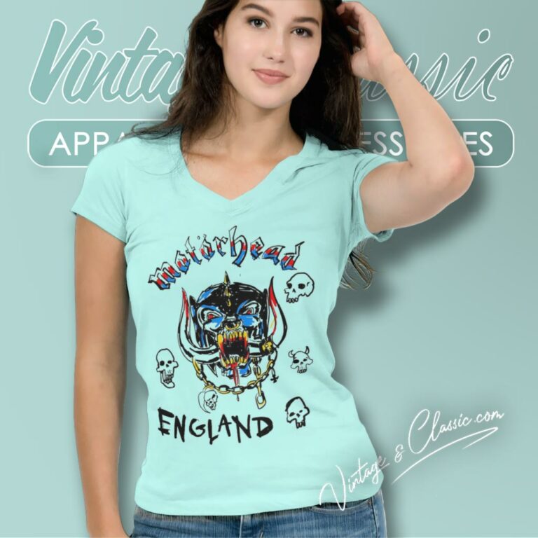Motorhead England Album V Neck TShirt Motorhead England Album V Neck TShirt