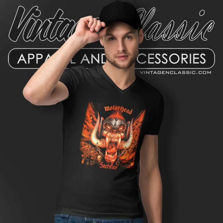 Motorhead Sacrifice 1995 Tour V Neck TShirt Motorhead Sacrifice 1995 Tour V Neck TShirt