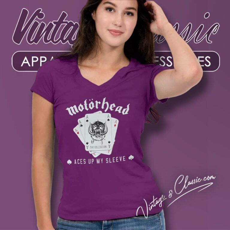 Motorhead Shirt Aces Up My Sleeve V Neck TShirt Motorhead Shirt Aces Up My Sleeve V Neck TShirt