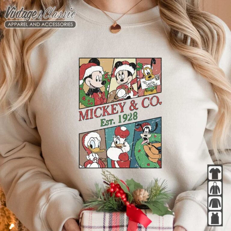 Mouse and Co Christmas EST 1928, Mickey and Friends Santa Christmas shirt Mouse and Co Christmas EST 1928, Mickey and Friends Santa Christmas shirt