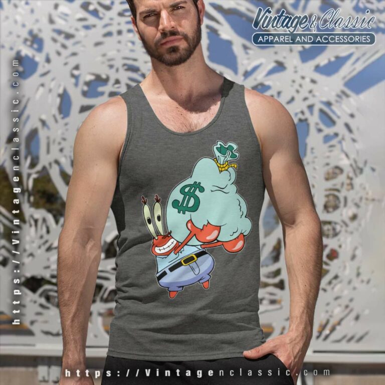 Mr Krabs Spongebob Holding A Bag Of Money Tank Top Racerback Mr Krabs Spongebob Holding A Bag Of Money Tank Top Racerback