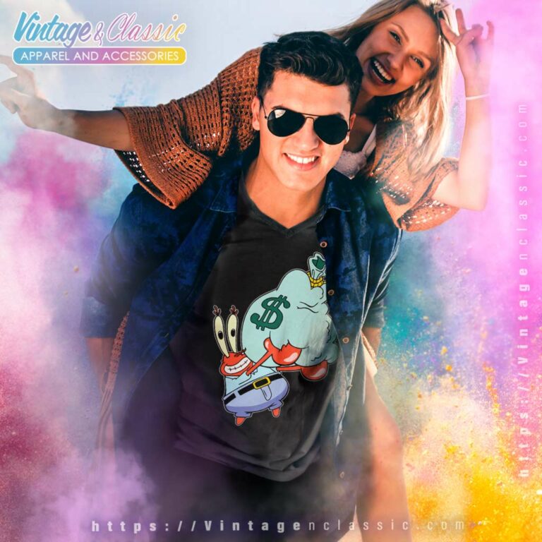 Mr Krabs Spongebob Holding A Bag Of Money V Neck TShirt Mr Krabs Spongebob Holding A Bag Of Money V Neck TShirt