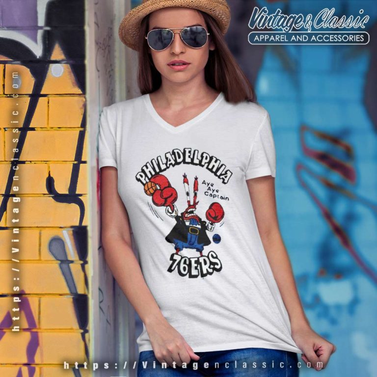 Mr Krabs Spongebob Philadelphia 76ers V Neck TShirt Mr Krabs Spongebob Philadelphia 76ers V Neck TShirt