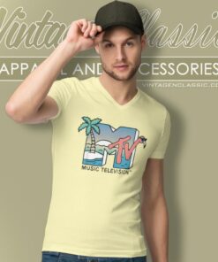 Mtv Beach Island Flamingo V Neck TShirt