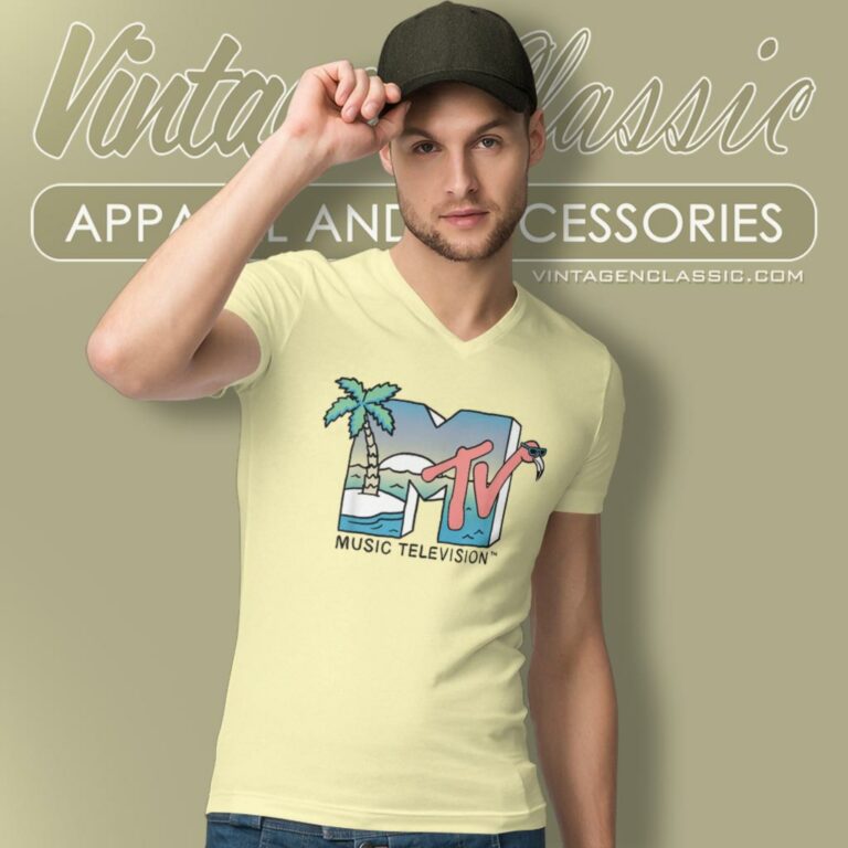 Mtv Beach Island Flamingo V Neck TShirt Mtv Beach Island Flamingo V Neck TShirt
