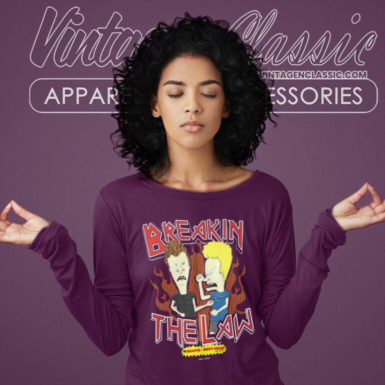 Mtv Beavis And Butthead Breakin The Law Vintage Long Sleeve Tee Mtv Beavis And Butthead Breakin The Law Vintage Long Sleeve Tee