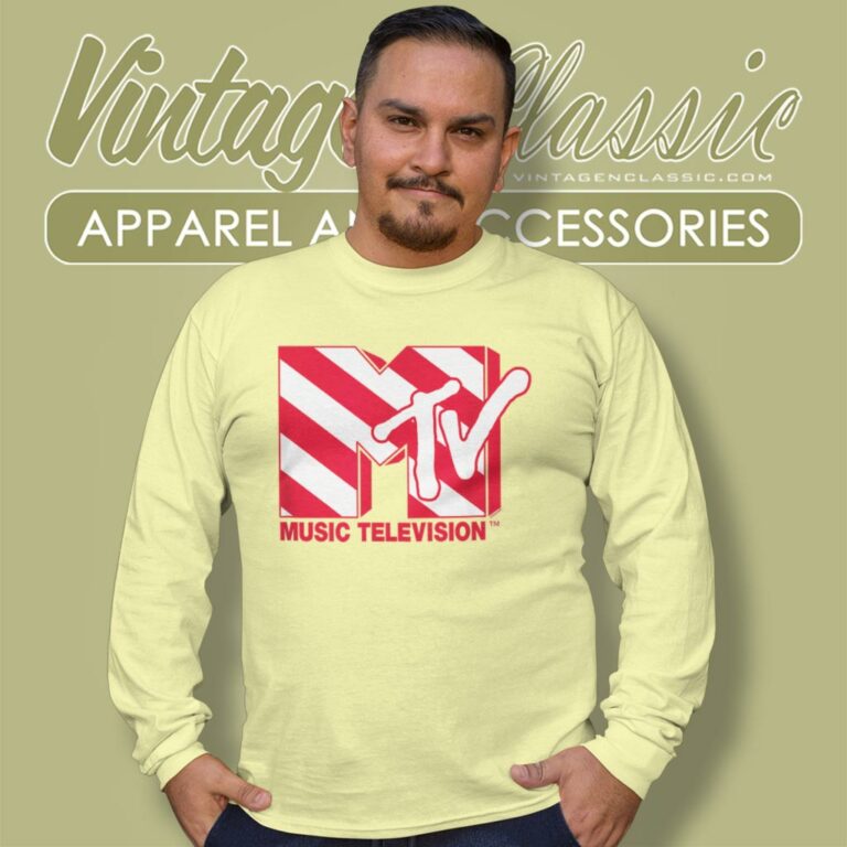 Mtv Candy Cane Logo Long Sleeve Tee Mtv Candy Cane Logo Long Sleeve Tee