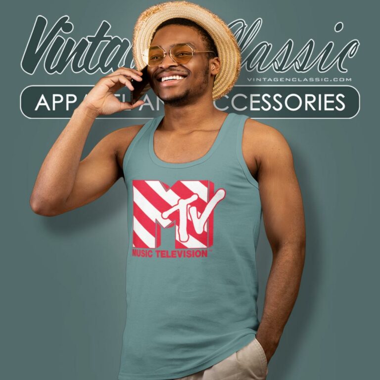 Mtv Candy Cane Logo Tank Top Racerback Mtv Candy Cane Logo Tank Top Racerback