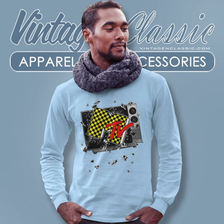 Mtv Checker Board Breaking Long Sleeve Tee Mtv Checker Board Breaking Long Sleeve Tee