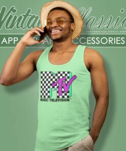 Mtv Checkered Distressed Tank Top Racerback