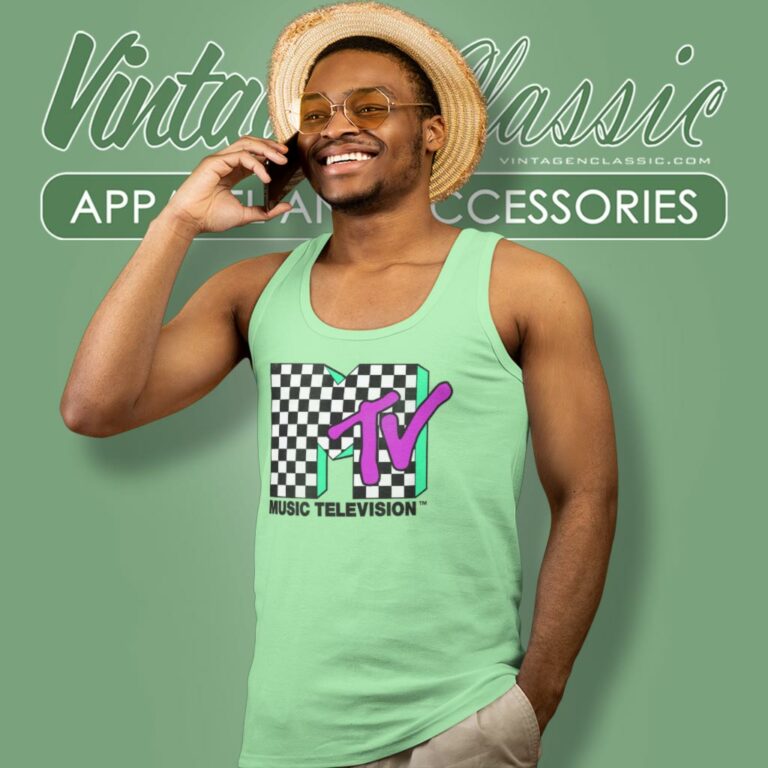 Mtv Checkered Distressed Tank Top Racerback Mtv Checkered Distressed Tank Top Racerback