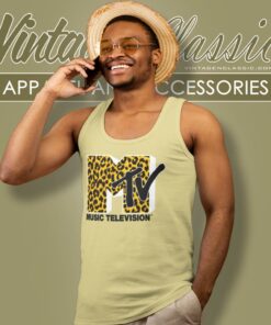 Mtv Cheetah Print Logo Tank Top Racerback